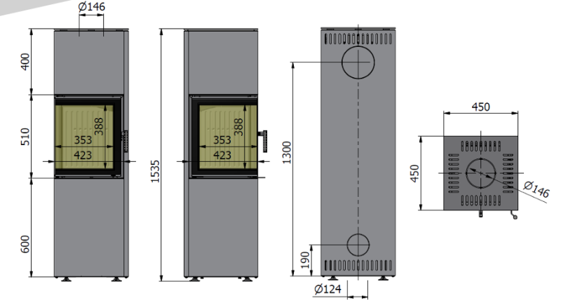 Hajduk kominki wolnostojący piec na drewno
